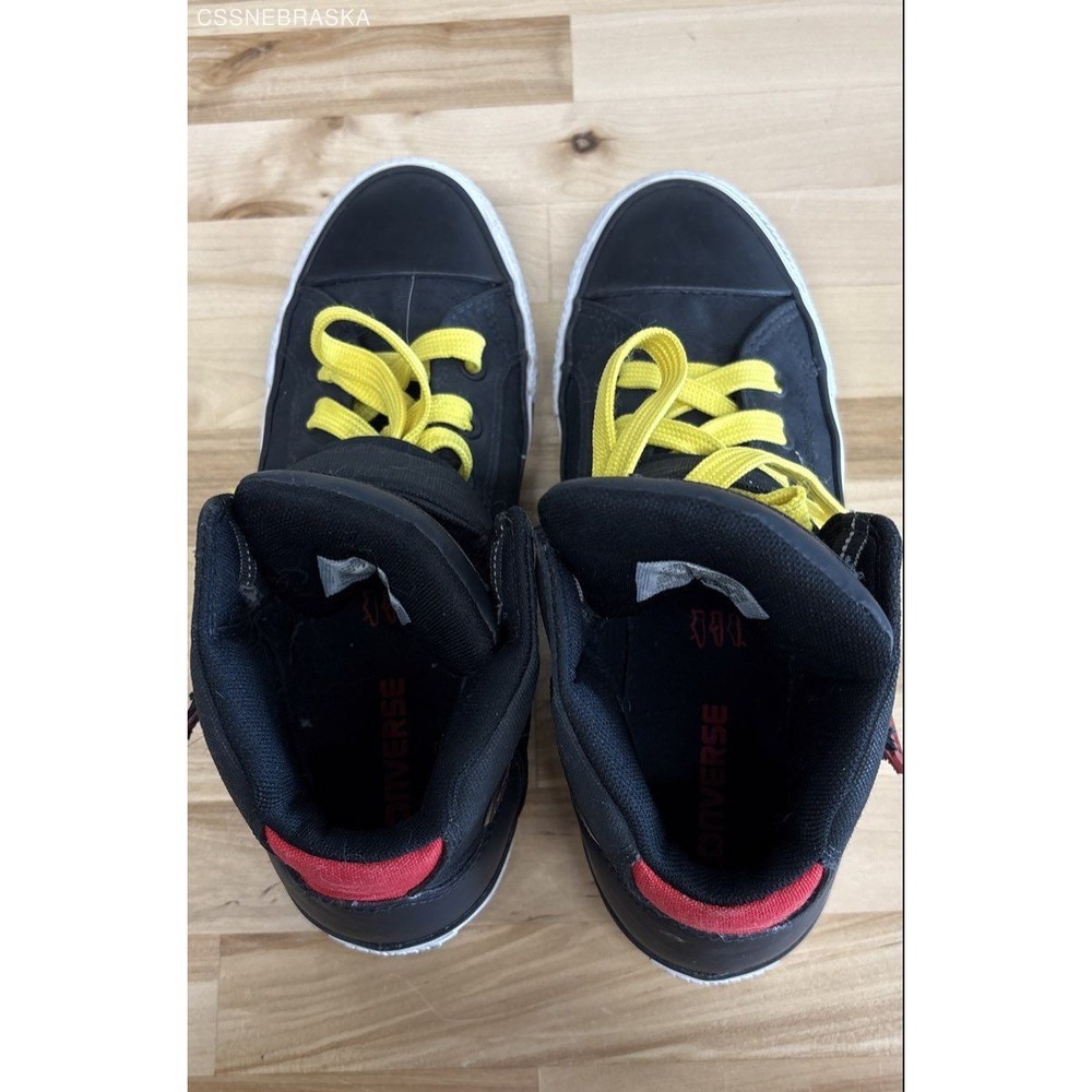 Converse Black Chuck Taylor All Star Mid Black & Red Strap 158428C -Mens 6 Wom 8 - Picture 7 of 7